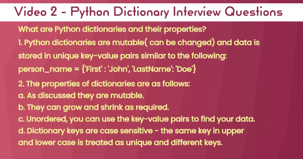 Python Dictionary Interview Questions – Data Analytics Ireland