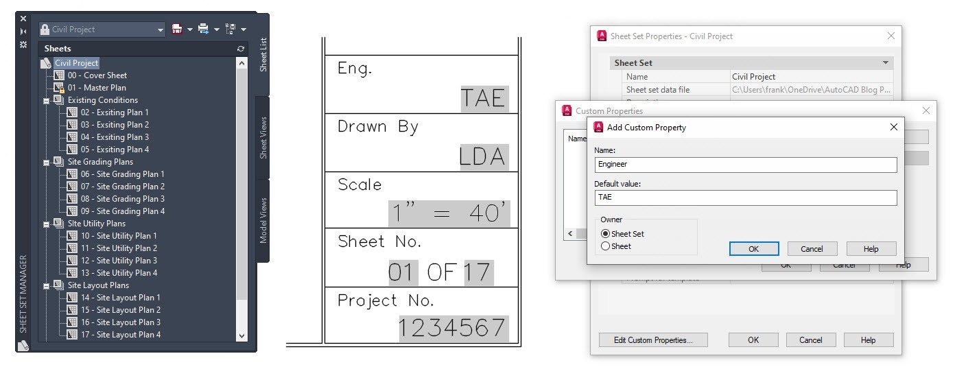 Sheet Set Custom Properties in AutoCAD: Tuesday Tips With Frank | AutoCAD Blog