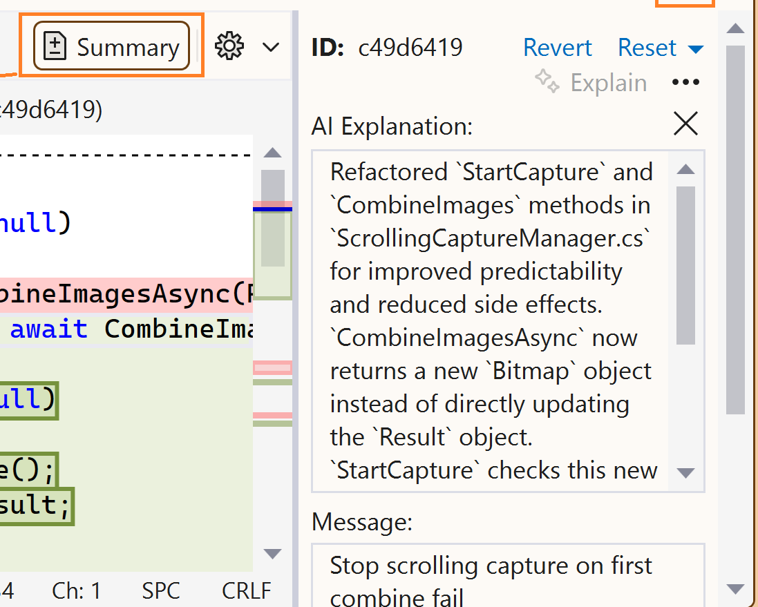 Demystify history with GitHub Copilot commit explanations