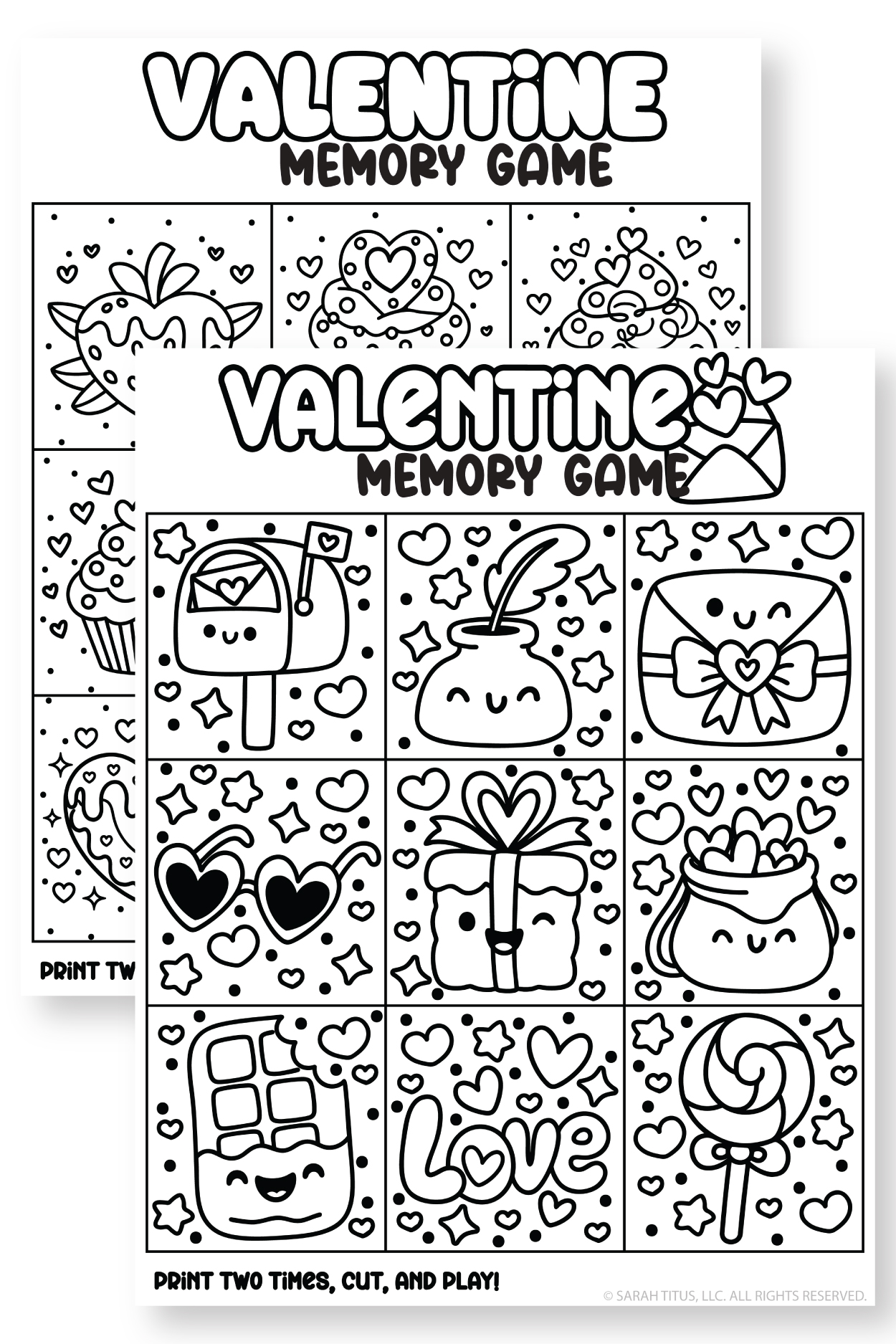 Valentine’s Day Memory Game Free Printable Cute Coloring Cards